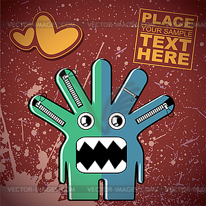 Monster on retro background - vector image