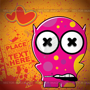 Monster on retro background - vector clip art
