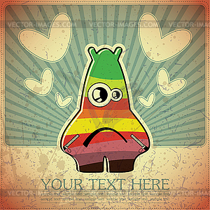 Monster on retro background - vector clipart