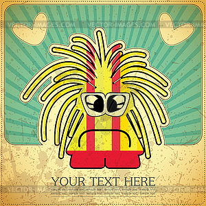 Monster on retro background - royalty-free vector image