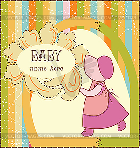 Baby Girl Invitation Card - color vector clipart