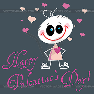 Valentine Greeting Card With Cute Little Baby - vector image