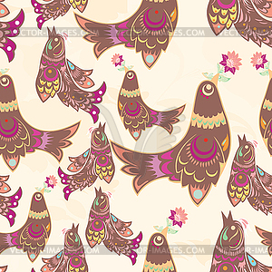 Seamless bird pattern - vector clipart