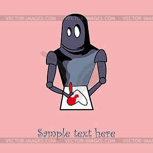 Robot with heart card design - royalty-free vector image