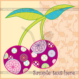 Cherry Fruit Postcard - vector clip art