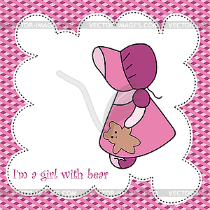 Baby girl arrival announcement card  - vector clipart