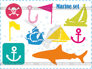 Postcard with pirates set  - vector clipart