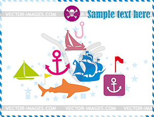 Postcard with pirates set  - vector image