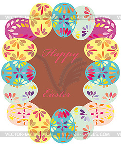 Background with frame of easter eggs  - vector image