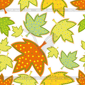 Бесшовный фон из листьев - стоковый векторный клипарт