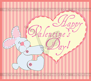 Valentine Greeting Card With Rabbit  - vector clipart