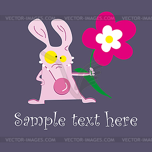 Cheerful mousy and flower  - royalty-free vector clipart