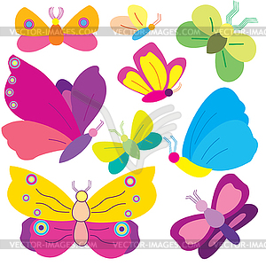 Set butterflies isolated on white background  - vector clipart / vector image