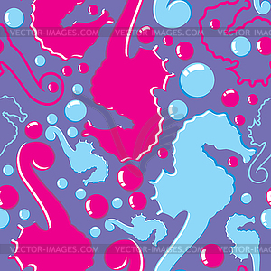 Sea horses seamless  - vector clipart