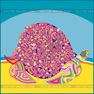 Land turtle on the beach  - vector image