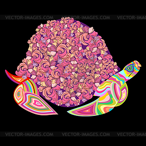 Turtle in flowers  - vector image