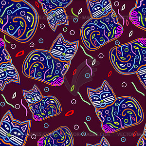 Decorative beautiful cats seamless - vector image