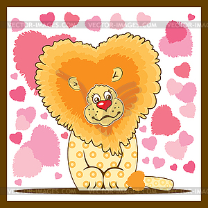 Lion with hearts - vector image