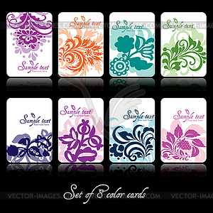 Set of eight colorfu floral cards - vector image