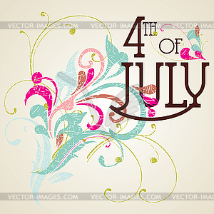 Independence Day- 4 of July- Vintage card  - vector clipart