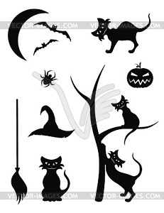 Halloween Silhouette Icons - vector image