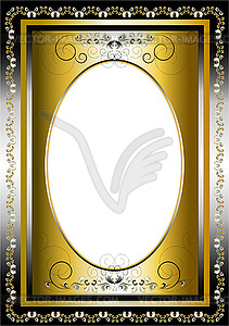 Vintage frame with gold and silver items  - vector image