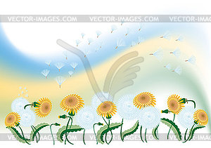 Delicate background with dandelion - vector clipart