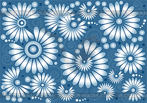 Blue background with flowers - vector clipart