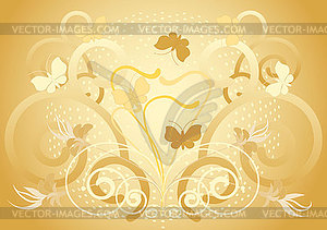 Light background with butterflies - vector image