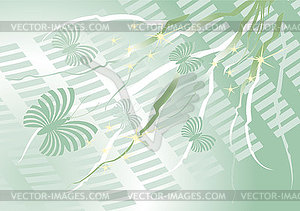 Green background with  butterfly. - vector clipart