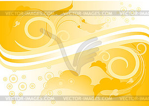 Yellow  background with leaves - vector image