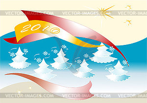 С Новым годом, на фоне елей - векторный клипарт / векторное изображение