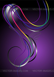 Bright curved stripes on purple background - vector clipart / vector image