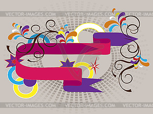 Banner with colored arrows and decor - royalty-free vector clipart