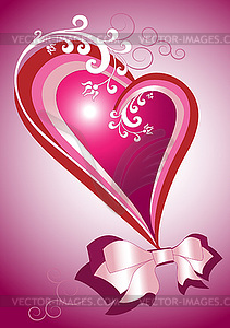 Red heart with bow - vector clip art