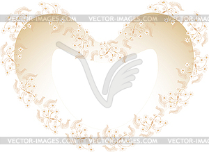 Frame with flowers in heart-shaped - color vector clipart