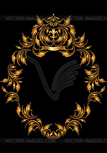 Gold oval frame in the Gothic style - vector clipart