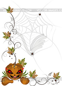 Corner of pumpkins and leaves. - vector clipart / vector image