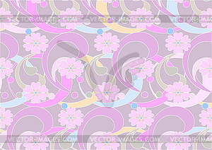 Purple flowers on light violet background - color vector clipart
