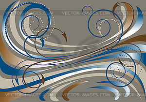 Синие и коричневые волны, и стрелки - векторное изображение