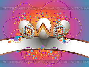 Greeting card with colored Easter eggs - vector clipart