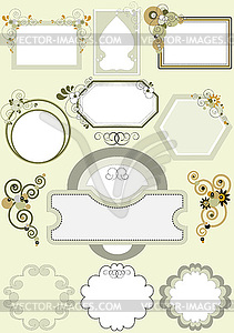 Options for frames with different patterns of curves an - vector clip art