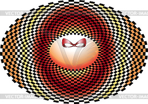 Oval banner from the grid of black squares on white bac - vector image