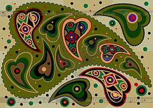 Oriental paisley on light green background - vector image