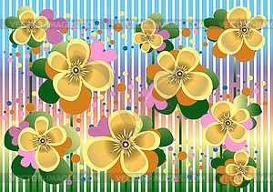 Pale yellow flowers in colored background - vector clipart