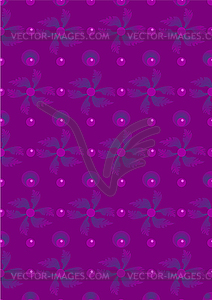 Purple leaves and circles on violet background - vector image