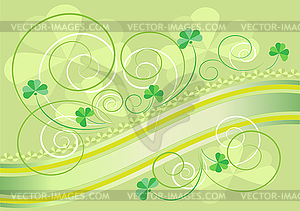 Лепестки клевера украшение на светло-зеленый фон - клипарт в векторном формате
