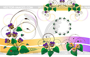 Design parts with bouquets of violets-pansy - vector clipart