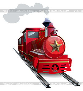 Red steam locomotive - vector image