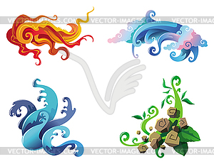 The Four Elements - color vector clipart